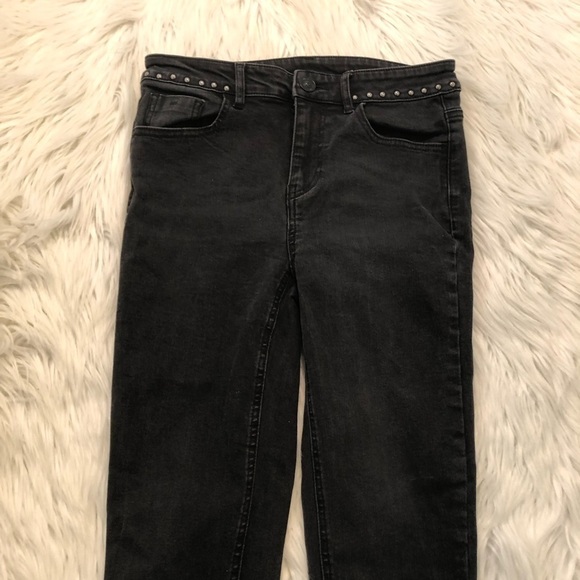 Five Plus Cropped Jeans Black Fringe Studded - Picture 4 of 11